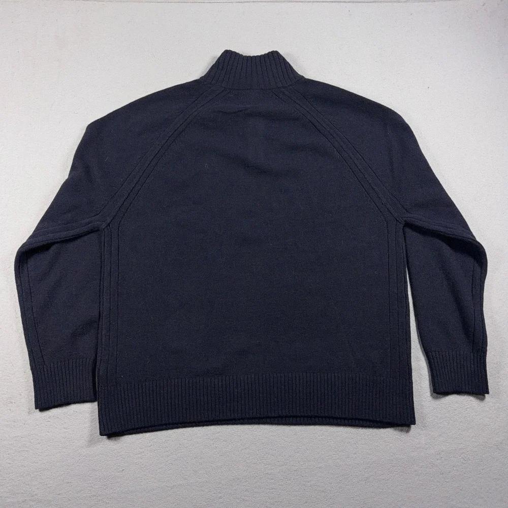 Banana‎ Republic Button Sweater Men XL Mock Neck Blue Italian Yarn Minimalist